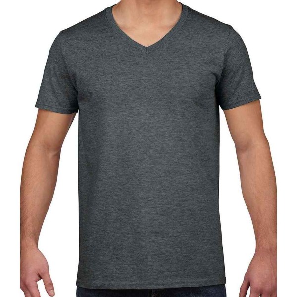 Gildan Unisex Vuxen T-shirt i mjuk stil med V-ringad XXL Mörk H Dark Heather XXL