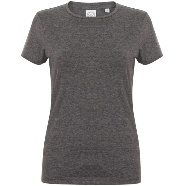 Skinni Fit Dam/Kvinnor Feel Good Stretch Kortärmad T-shirt Heather Charcoal L