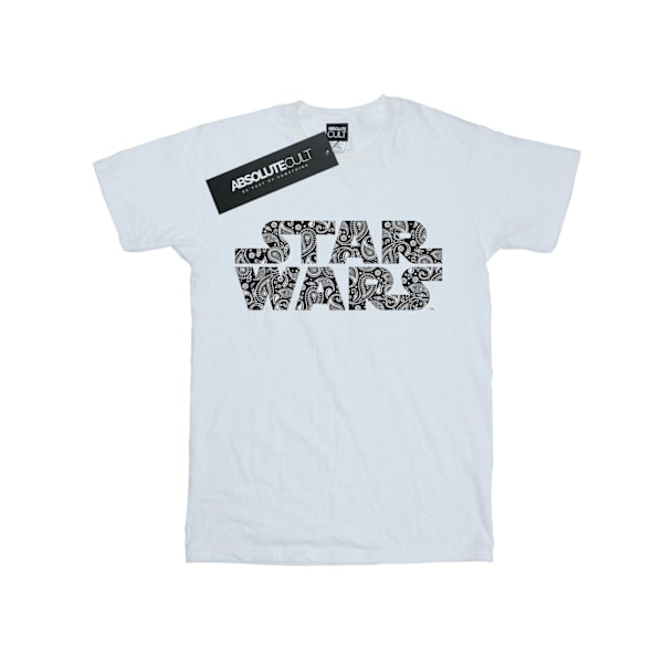 Star Wars Paisley-logotyp T-shirt i bomull för flickor, 5-6 år, vit White 5-6 Years