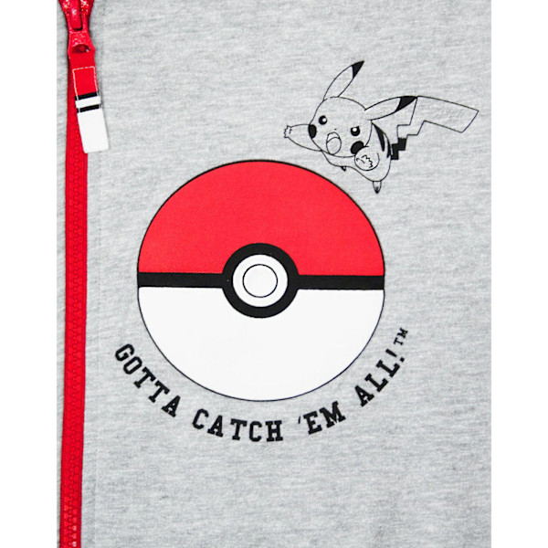 Pokemon Pojkarnas Gotta Catch Em All Pokeball Helzip Hoodie med dragsko Grey 9-10 Years