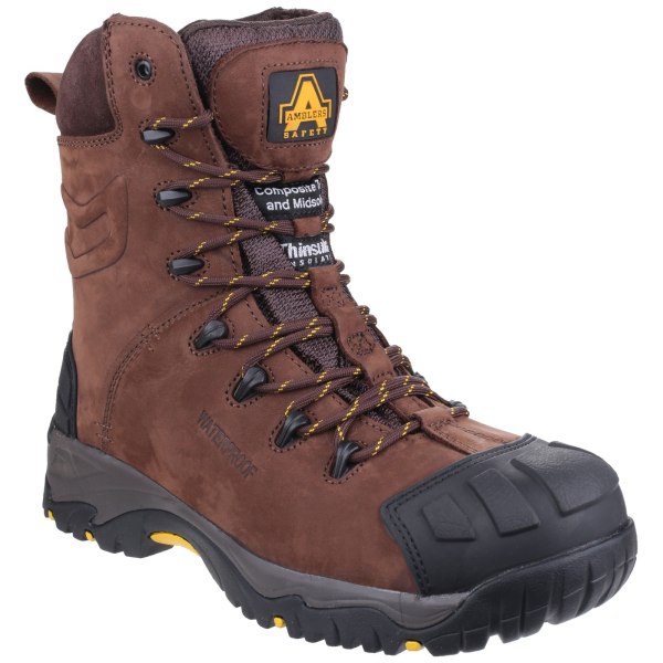 Amblers Mens AS995 Pillar Composite Vattentät Zip Safety Hi-Bo Brown 6 UK