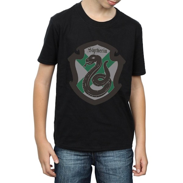 Harry Potter Boys Slytherin Crest Flat T-Shirt 7-8 år Svart Black 7-8 Years