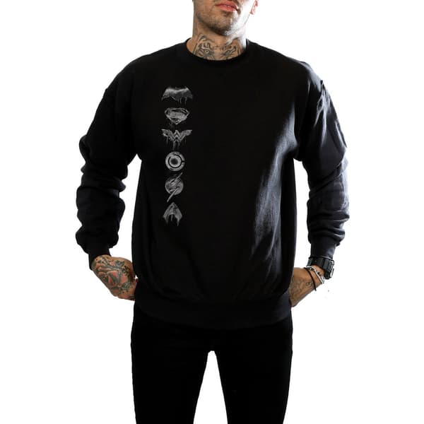 DC Comics Justice League Movie Sprayed Emblems Sweatshirt för män Black XXL