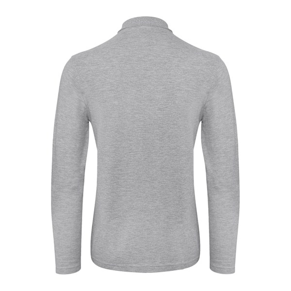 B&C Collection Herr Långärmad Poloskjorta M Heather Grey Heather Grey M