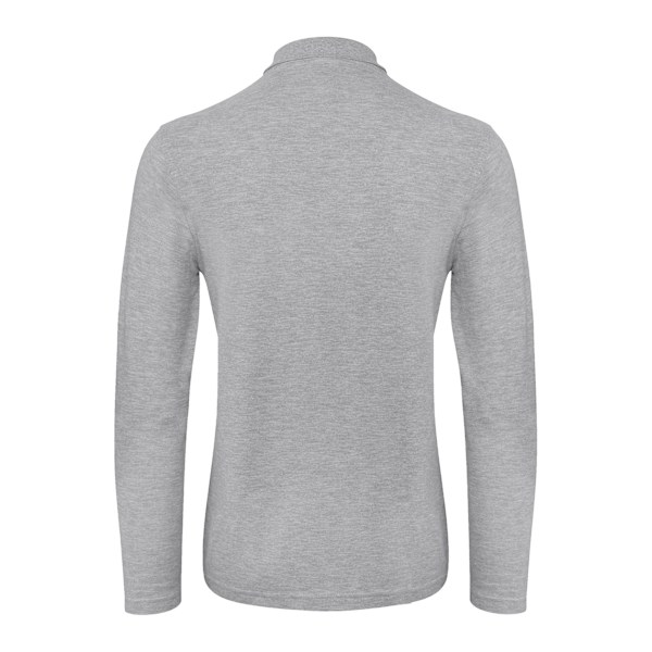 B&C Collection Herr Långärmad Poloskjorta M Heather Grey Heather Grey M