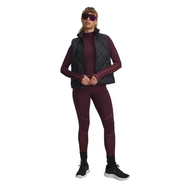 Under Armour Dam/Dam Texturerad ColdGear Halv Dragkedja Baslager Dark Maroon 12 UK