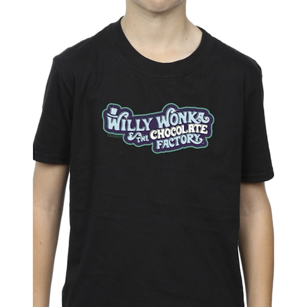 Willy Wonka Boys Chocolate Factory Logo T-Shirt 7-8 år Svart Black 7-8 Years