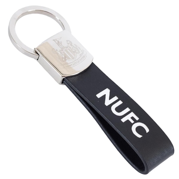 Newcastle United FC Crest Lädernyckelring En Storlek Svart/ Black/White/Silver One Size