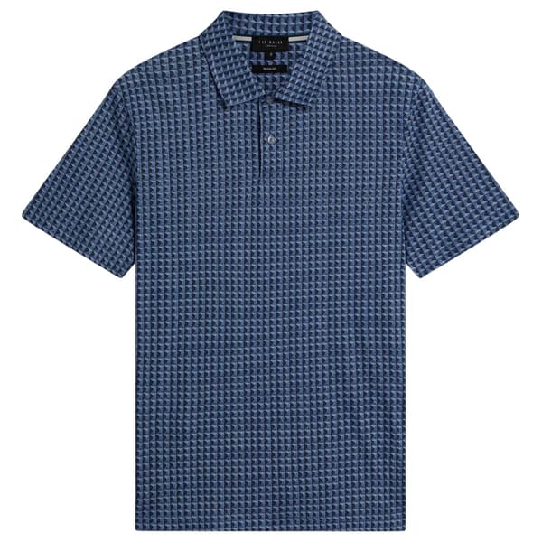 Ted Baker Herr Geometrisk Kortärmad Pikétröja S Marinblå Navy S