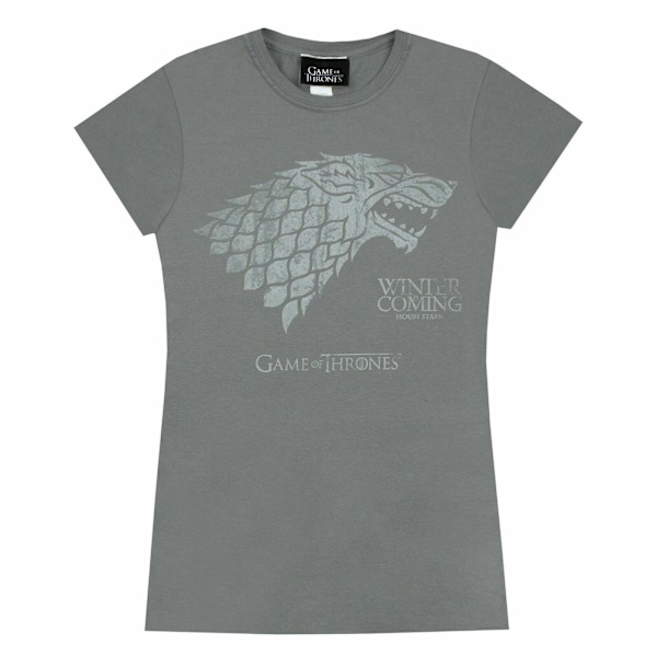 Game Of Thrones Dam/Kvinnor Stark Vintern Kommer T-Shirt M Charcoal M