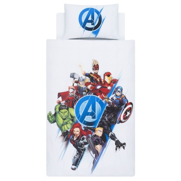 Marvel Avengers Cotton Group Shot Cover Set Single White/ White/Blue Single