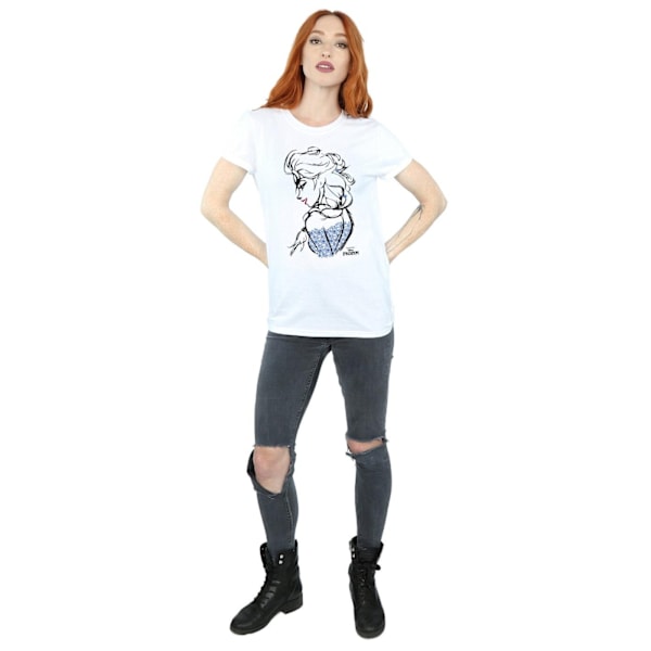 Frozen Dam/Damer Elsa Sketch Bomull Boyfriend T-Shirt S Vit White S