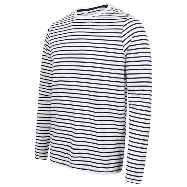 SF Unisex Vuxenrandig Långärmad T-shirt S Vit/Oxford Marinblå White/Oxford Navy S