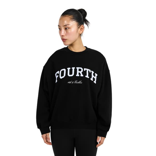 4th & Reckless Dam/Kvinnor Leon Logo Crew Neck Sweatshirt 10 Black 10 UK