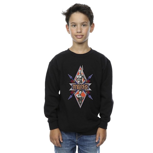 Marvel Boys Wakanda Forever Tribal Spear Chest Sweatshirt 7-8 år Black 7-8 Years