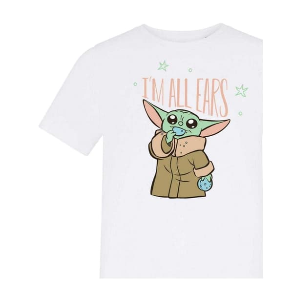 Star Wars Barn I'm All Ears Grogu T-shirt 5-6 år Vit White 5-6 Years