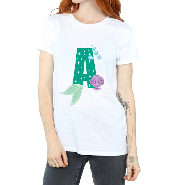 Disney Dam/Damer Alfabetet A Är För Ariel Bomull Pojkvän T-shirt White M