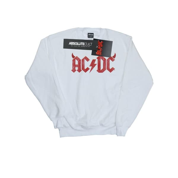 AC/DC Pojkar Horns Logotyp Tröja 3-4 År Vit White 3-4 Years