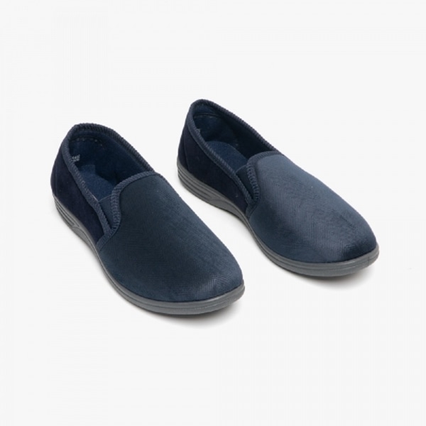 Zedzzz herr Lewis randiga tofflor med dubbla kilar 10 UK marinblå/ Navy Blue/Grey 10 UK