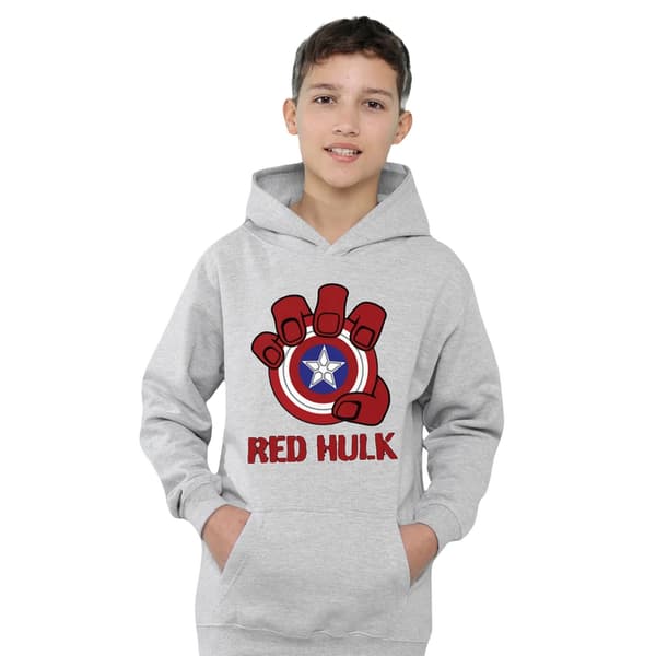 Captain America Barn/Kids Red Hulk Shield Heather Pull Over Athletic Heather 9-11 Years