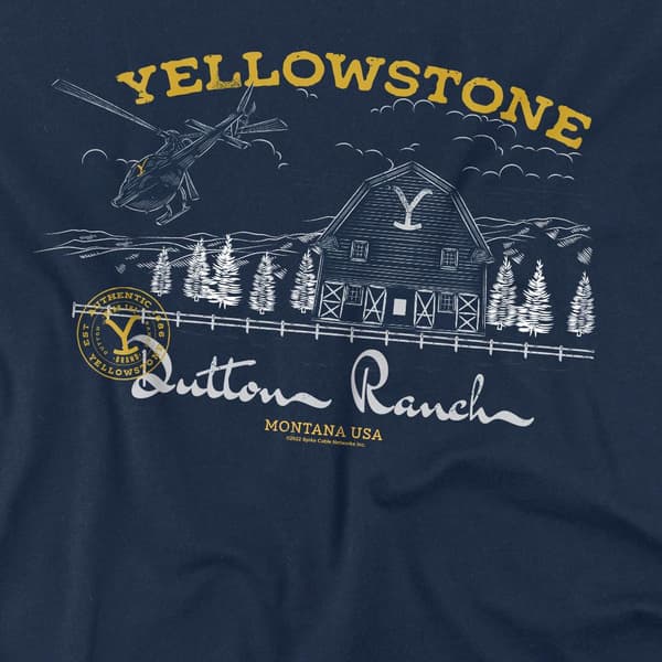 Yellowstone Herr Dutton Ranch Helikopter T-Shirt M Marinblå Navy M