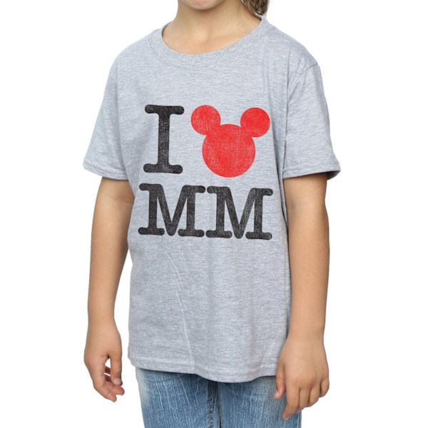 Disney Girls Mickey Mouse I Love Mickey Bomull T-shirt 5-6 år Sports Grey 5-6 Years