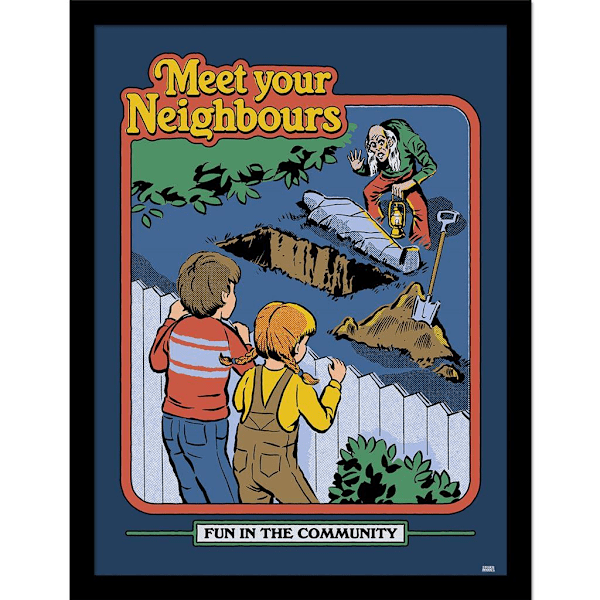 Steven Rhodes Meet Your Neighbours Inramad Poster 40cm x 30cm Multi Multicoloured 40cm x 30cm