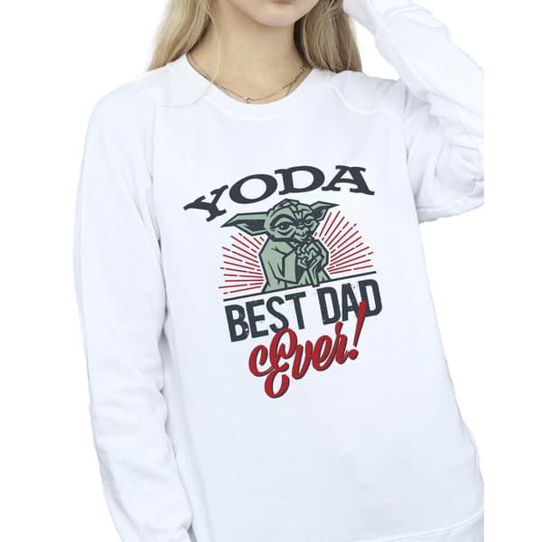Star Wars Dam/Damer Mandalorian Yoda Pappa Sweatshirt M Vit White M