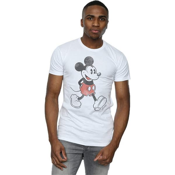Disney Herr Walking Mickey Mouse Bomull T-shirt XL Vit White XL