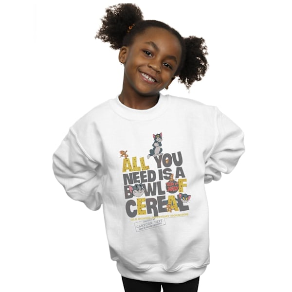 Tom And Jerry Girls All You Need Is Sweatshirt 7-8 År Vit White 7-8 Years