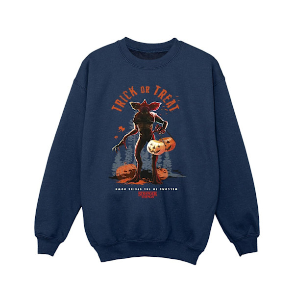 Netflix Girls Stranger Things Trick Or Treat Demagorgon Sweatshirt Navy Blue 7-8 Years