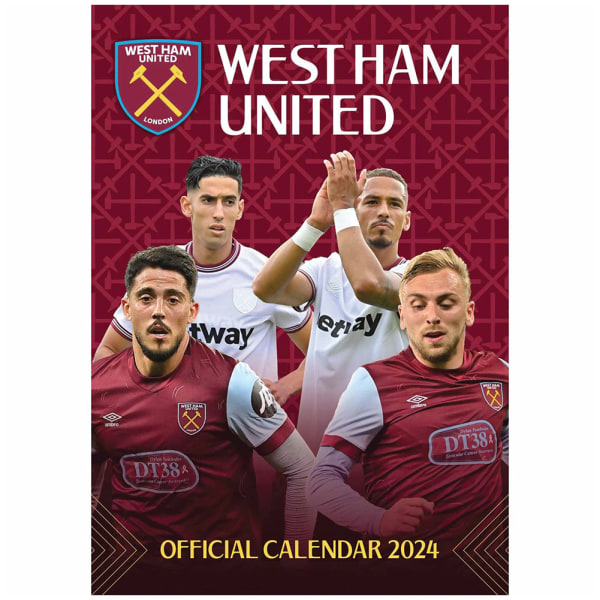 West Ham United FC 2024 A3 Väggkalender One Size Maroon Maroon One Size