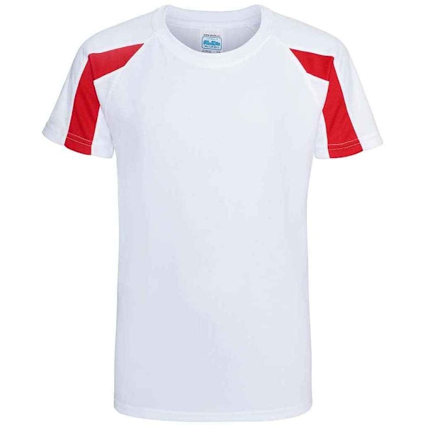 AWDis Cool Barn/Barn Kontrast Fukttransporterande T-shirt 3-4 Arctic White/Fire Red 3-4 Years