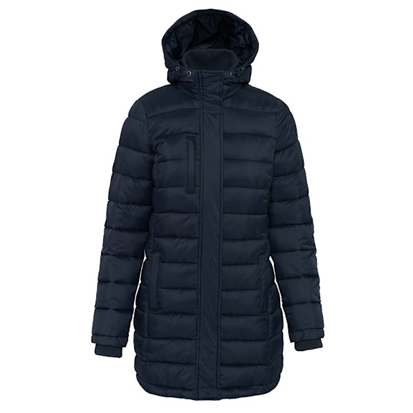 Kariban Lång Padderad Parka Jacka för Kvinnor/Dam Storlek L Marinblå Navy L