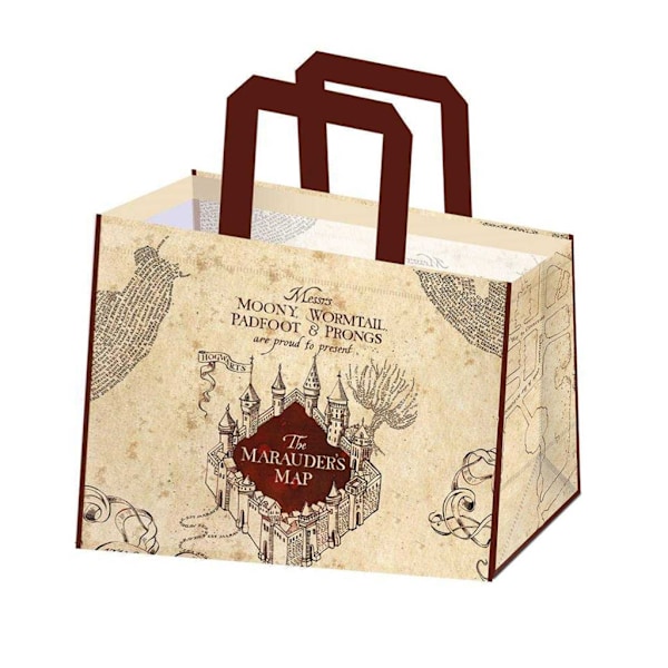 Harry Potter Marauders Map Tote, Storlek: One Size, Beige/Röd Beige/Red One Size