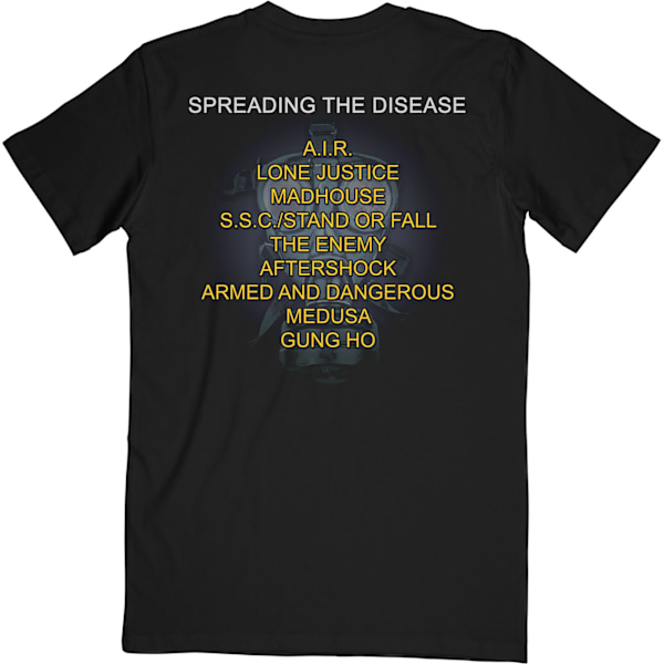 Anthrax Unisex Adult Spreading The Disease Track List T-Shirt X Black XL