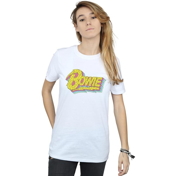 David Bowie Dam/Damer Moonlight 90-talets logotyp bomull pojkvän T-shirt White L