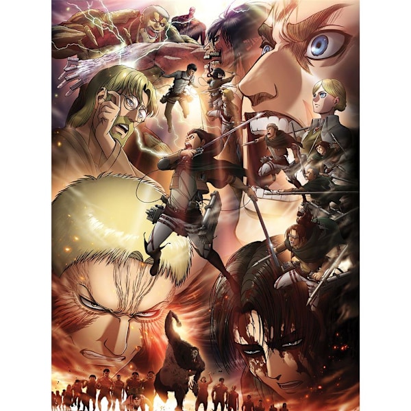Attack on Titan S3 Epic Struggle Canvas Print 80cm x 60cm Multi Multicoloured 80cm x 60cm