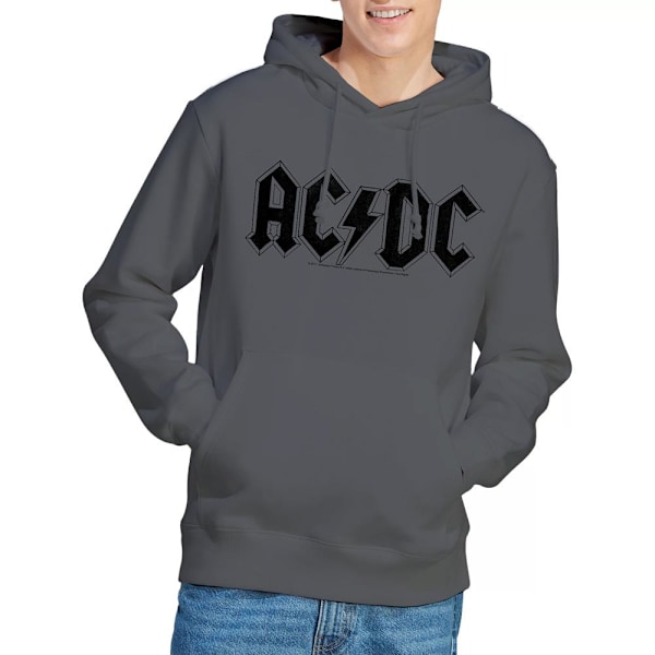 AC/DC Herr Worn Logo Hoodie XL Kolgrå Charcoal XL