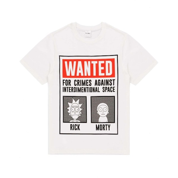 Rick And Morty Herr Wanted Poster Lång Pyjamas Set S Vit/Svart White/Black/Red S