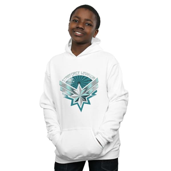 Marvel Boys Captain Marvel Starforce Warrior Hoodie 9-11 år White 9-11 Years
