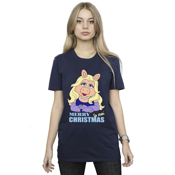 Disney Dam/Damer Muppets Miss Piggy Queen Of Holidays Cotto Navy Blue M