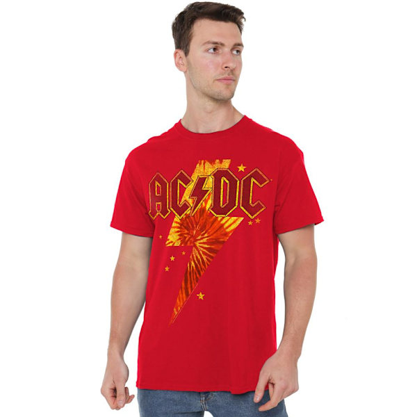 AC/DC Herr Tie Dye Bolt T-Shirt 4XL Röd Red 4XL