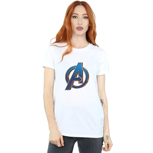 Marvel Womens/Ladies Avengers Endgame Heroic Logo Cotton Boyfri White M