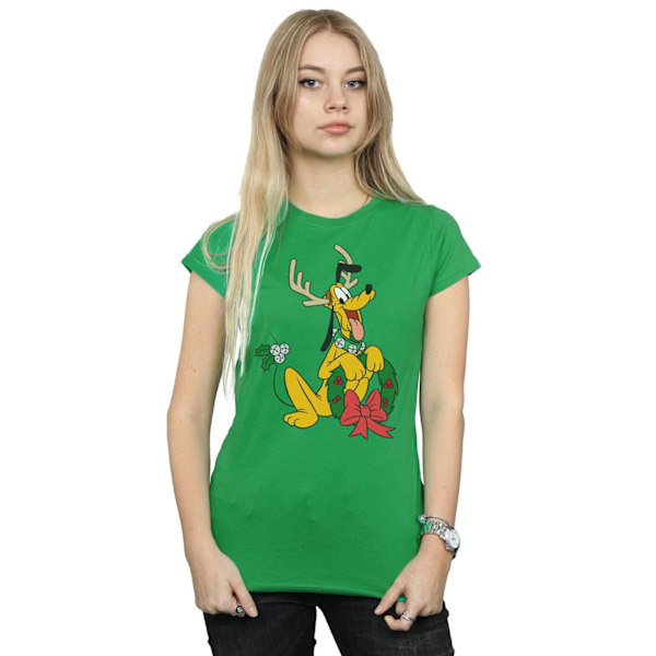 Disney Womens/Ladies Pluto Christmas Reindeer Bomull T-Shirt M Irish Green M