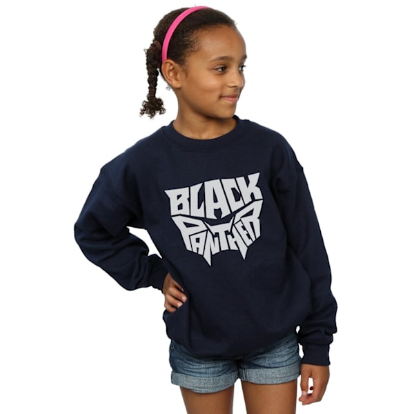 Marvel Girls Black Panther Worded Emblem Sweatshirt 7-8 år N Navy Blue 7-8 Years