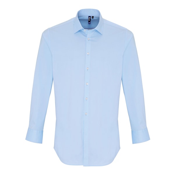 Premier herr stretch fit poplin långärmad skjorta L ljusblå Pale Blue L