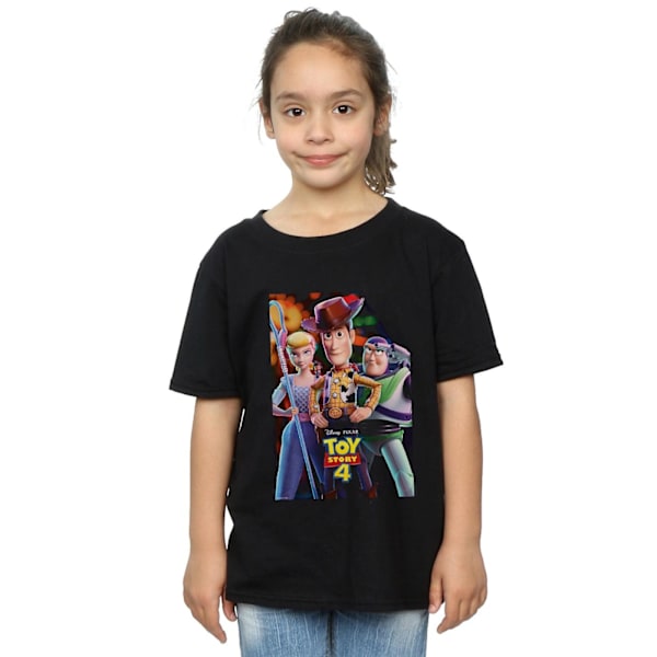 Disney Girls Toy Story 4 Buzz Woody Och Bo Peep Poster Bomull T-shirt Black 12-13 Years