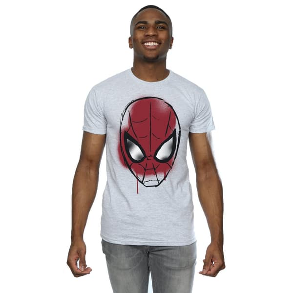 Marvel Herr Spider-Man Ansiktsskiss T-shirt L Ljusgrå Heather Grey L
