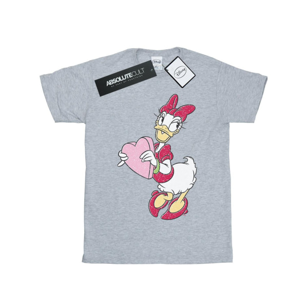 Disney Dam/Damer Daisy Duck Love Heart Bomull Boyfriend T-Shirt M Sports Grey Sports Grey M